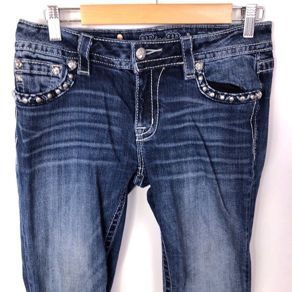 Miss Me Thick Stitch Mid Rise Boot Cut Jeans 27 - Picture 3 of 10